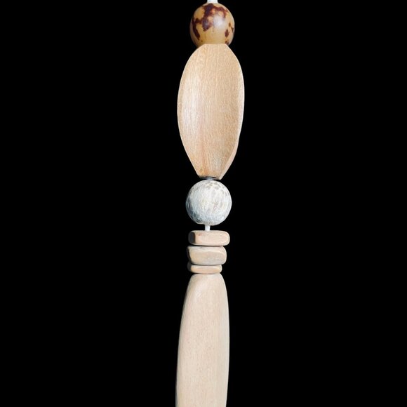 Boho Natural Wood Bead Necklace Earrings Set Chunky Statement Artisan Jewelry - Picture 6 of 10